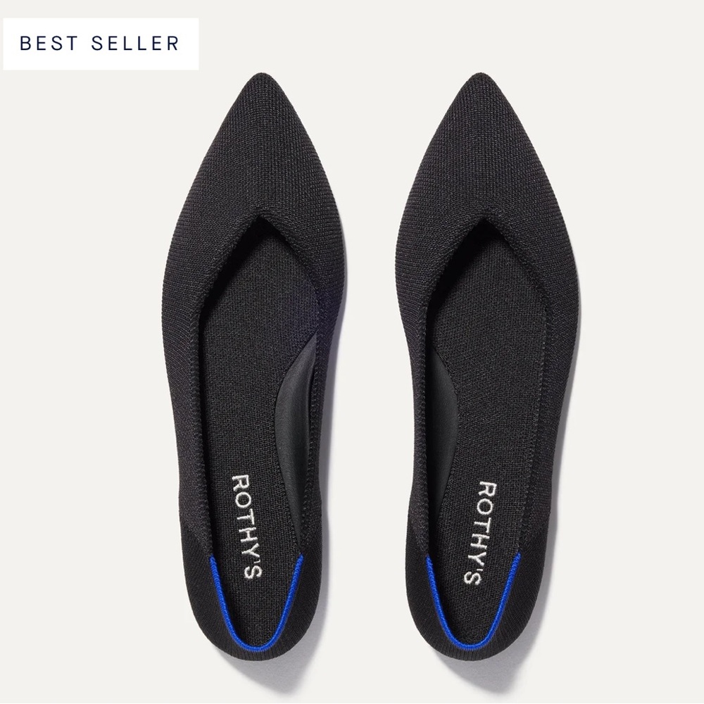 Rothy's Black Flats Sleek Minimalist Design